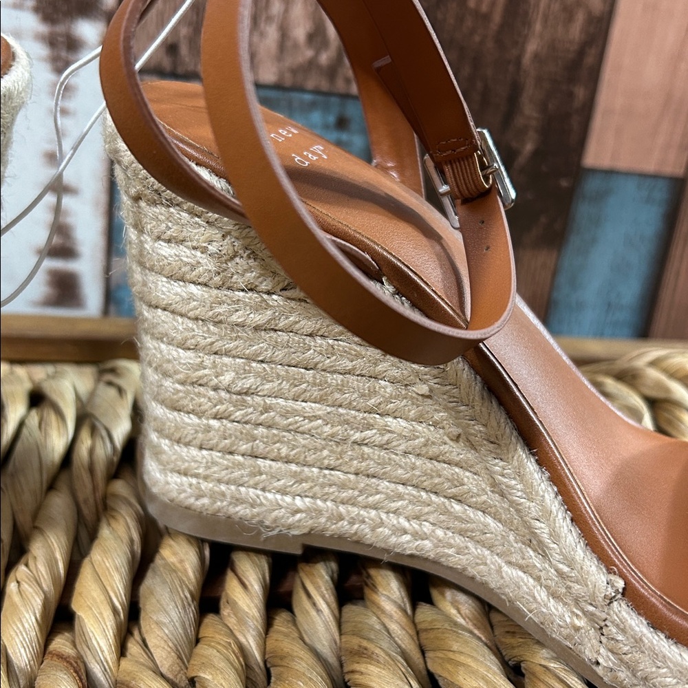 A new day 7 Brown Strappy Wedge Sandals - Picture 6 of 11